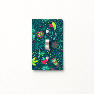 Floral pattern with cartoon birds 2 light switch cover