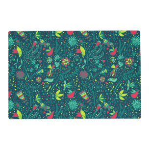 Floral pattern with cartoon birds 2 placemat
