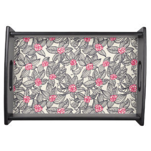 Floral pattern with cartoon birds 2 serving tray