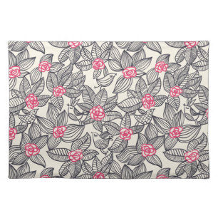 Floral pattern with cartoon birds cloth placemat
