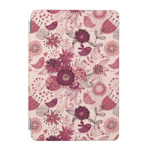 Floral pattern with cartoon birds iPad mini cover