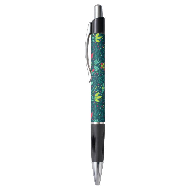 Floral pattern with cartoon birds pen (Top (Vertical))