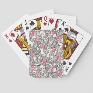Floral pattern with cartoon birds poker cards
