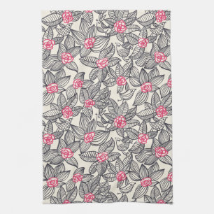 Floral pattern with cartoon birds towel