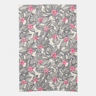 Floral pattern with cartoon birds towel