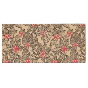 Floral pattern with cartoon birds wood USB flash drive