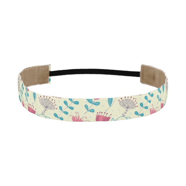 Floral pattern with cartoon cats athletic headband (Front)