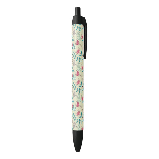 Floral pattern with cartoon cats pen (Bottom (Vertical))