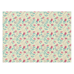 Floral pattern with cartoon cats tablecloth