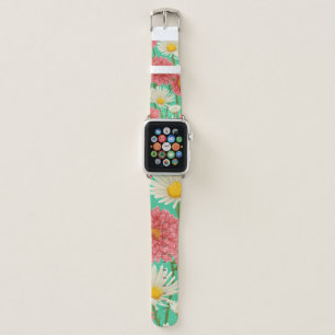 Floral pattern with chamomiles and other flowers apple watch band