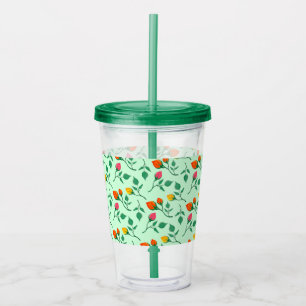 Floral pattern with colored rose flowers  acrylic tumbler
