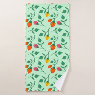 Floral pattern with colored rose flowers bath towel