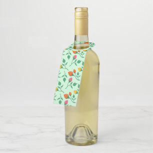 Floral pattern with colored rose flowers bottle hanger tag