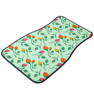Floral pattern with colored rose flowers car floor mat