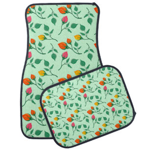 Floral pattern with colored rose flowers car floor mat