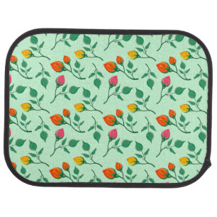 Floral pattern with colored rose flowers car floor mat