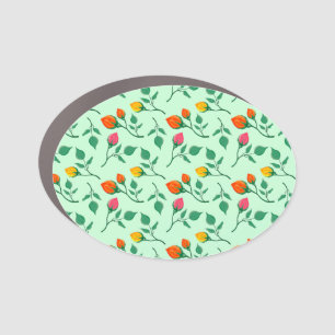 Floral pattern with colored rose flowers car magnet