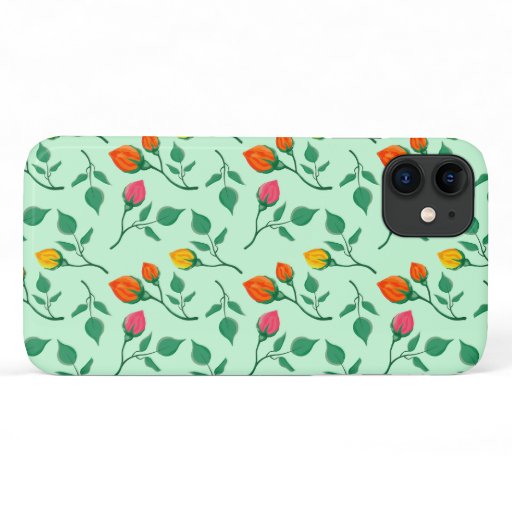 Floral pattern with colored rose flowers  iPhone 11 case