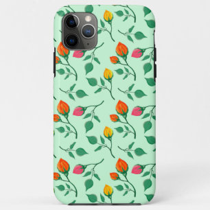 Floral pattern with colored rose flowers   iPhone 11 pro max case