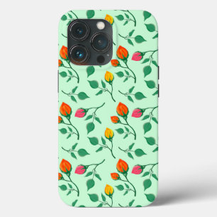 Floral pattern with colored rose flowers  iPhone 13 pro case