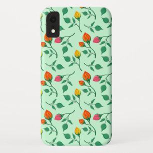 Floral pattern with colored rose flowers iPhone XR case