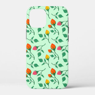 Floral pattern with colored rose flowers iPhone 12 mini case