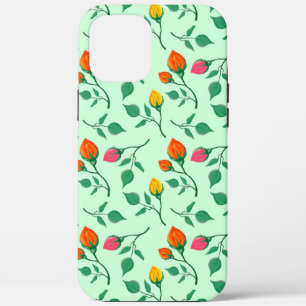 Floral pattern with colored rose flowers iPhone 12 pro max case