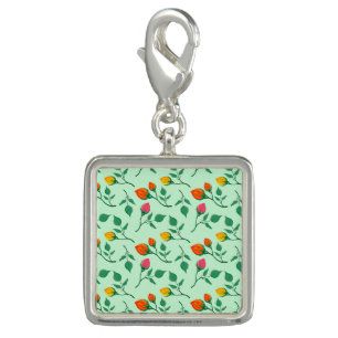 Floral pattern with colored rose flowers charm