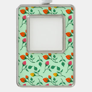 Floral pattern with colored rose flowers  christmas ornament