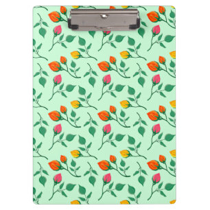 Floral pattern with colored rose flowers clipboard