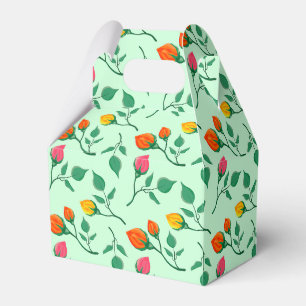 Floral pattern with colored rose flowers favor boxes