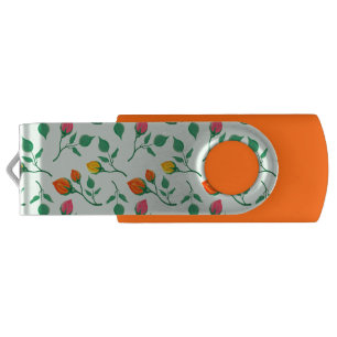Floral pattern with colored rose flowers flash drive