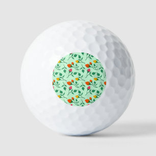 Floral pattern with colored rose flowers golf balls