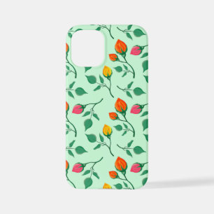 Floral pattern with colored rose flowers iPhone 12 mini case