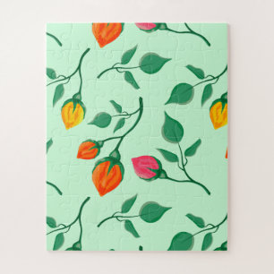 Floral pattern with colored rose flowers   jigsaw puzzle