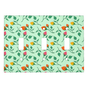 Floral pattern with colored rose flowers light switch cover