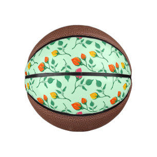 Floral pattern with colored rose flowers  mini basketball