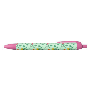 Floral pattern with colored rose flowers pen