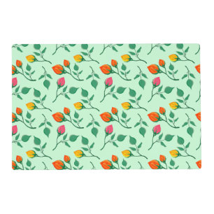 Floral pattern with colored rose flowers  placemat