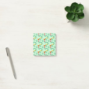 Floral pattern with colored rose flowers  post-it notes