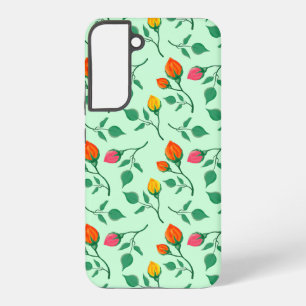 Floral pattern with colored rose flowers  samsung galaxy s22+ case