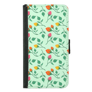 Floral pattern with colored rose flowers  samsung galaxy s5 wallet case
