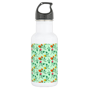 Floral pattern with colored rose flowers stainless steel water bottle