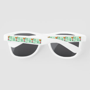Floral pattern with colored rose flowers  sunglasses