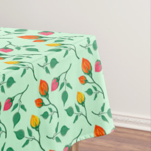 Floral pattern with colored rose flowers tablecloth