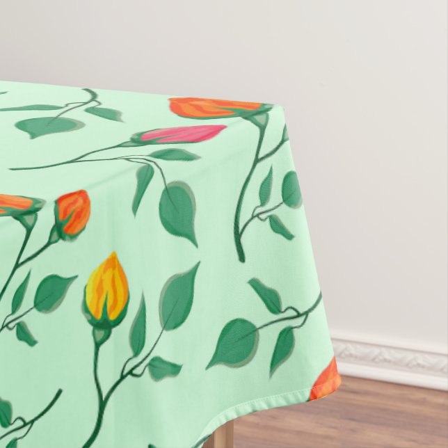Floral pattern with colored rose flowers tablecloth (In Situ)