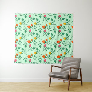 Floral pattern with colored rose flowers tapestry