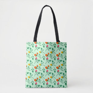 Floral pattern with colored rose flowers   tote bag