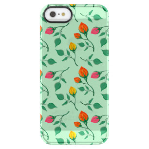 Floral pattern with colored rose flowers clear iPhone SE/5/5s case