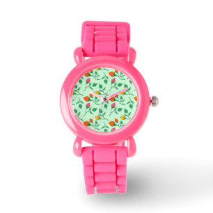 Floral pattern with colored rose flowers watch